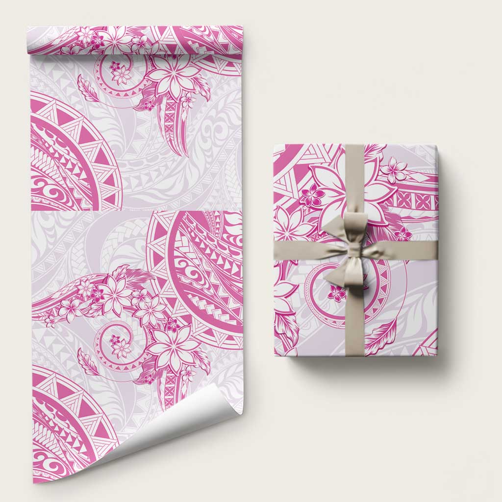 Polynesian Pattern With Plumeria Flowers Wrapping Paper Pink LT05 58" × 23" Pink - Polynesian Pride