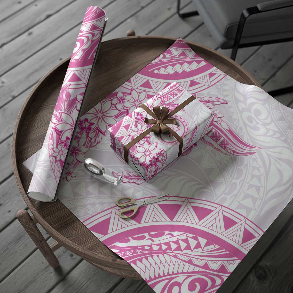 Polynesian Pattern With Plumeria Flowers Wrapping Paper Pink LT05 - Polynesian Pride