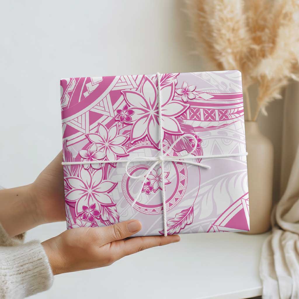 Polynesian Pattern With Plumeria Flowers Wrapping Paper Pink LT05 - Polynesian Pride