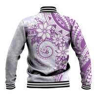 Polynesian Pattern With Plumeria Flowers Baseball Jacket Purple LT05 - Polynesian Pride