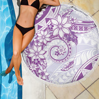 Polynesian Pattern With Plumeria Flowers Beach Blanket Purple LT05 - Polynesian Pride