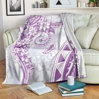 Polynesian Pattern With Plumeria Flowers Blanket Purple LT05 Purple - Polynesian Pride