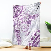 Polynesian Pattern With Plumeria Flowers Blanket Purple LT05 - Polynesian Pride