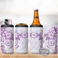 Purple Polynesian Pattern With Plumeria Flowers 4 in 1 Can Cooler Tumbler LT05 - Polynesian Pride