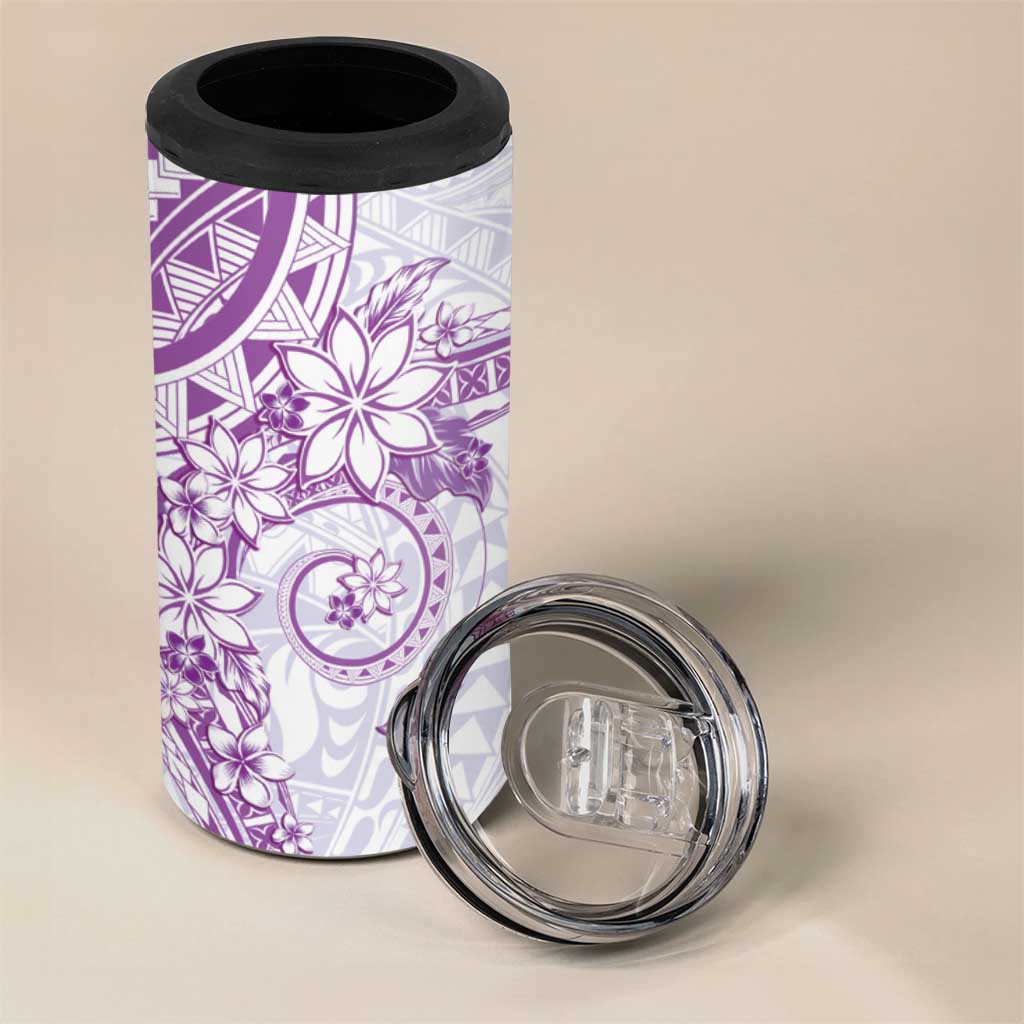 Purple Polynesian Pattern With Plumeria Flowers 4 in 1 Can Cooler Tumbler LT05 - Polynesian Pride