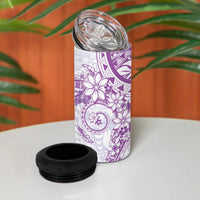 Purple Polynesian Pattern With Plumeria Flowers 4 in 1 Can Cooler Tumbler LT05 - Polynesian Pride