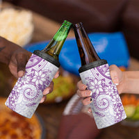 Purple Polynesian Pattern With Plumeria Flowers 4 in 1 Can Cooler Tumbler LT05 - Polynesian Pride