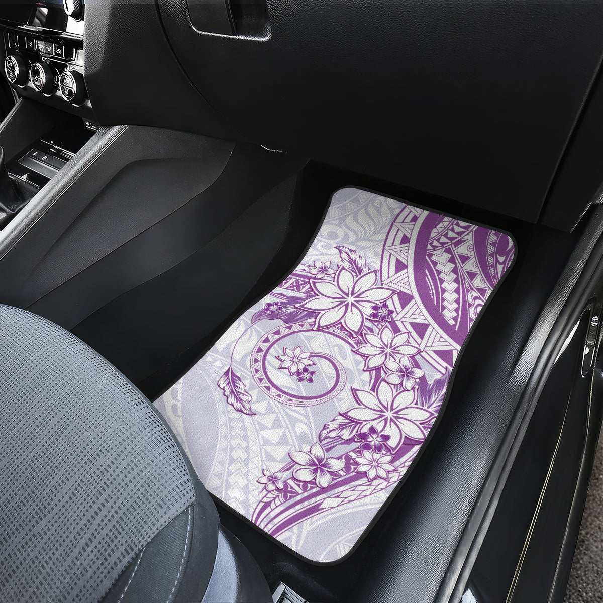 Polynesian Pattern With Plumeria Flowers Car Mats Purple LT05 - Polynesian Pride