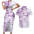 Polynesian Pattern With Plumeria Flowers Couples Matching Short Sleeve Bodycon Dress and Hawaiian Shirt Purple