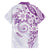 Polynesian Pattern With Plumeria Flowers Family Matching Off The Shoulder Long Sleeve Dress and Hawaiian Shirt Purple