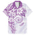 Polynesian Pattern With Plumeria Flowers Family Matching Off Shoulder Maxi Dress and Hawaiian Shirt Purple