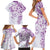 Polynesian Pattern With Plumeria Flowers Family Matching Short Sleeve Bodycon Dress and Hawaiian Shirt Purple