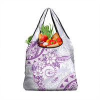 Polynesian Pattern With Plumeria Flowers Grocery Bag Purple LT05 1-pack One Size Purple - Polynesian Pride