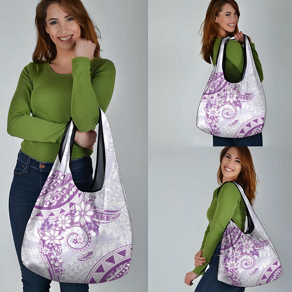Polynesian Pattern With Plumeria Flowers Grocery Bag Purple LT05 - Polynesian Pride