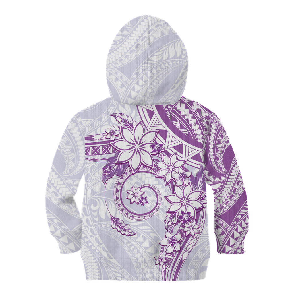 Polynesian Pattern With Plumeria Flowers Kid Hoodie Purple LT05 - Polynesian Pride