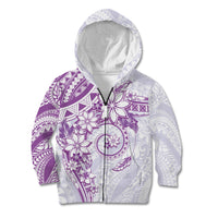 Polynesian Pattern With Plumeria Flowers Kid Hoodie Purple LT05 Zip Hoodie Purple - Polynesian Pride