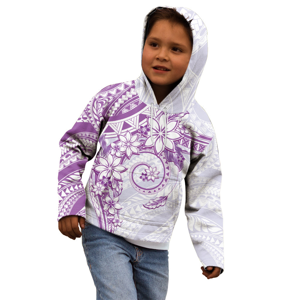 Polynesian Pattern With Plumeria Flowers Kid Hoodie Purple LT05 - Polynesian Pride
