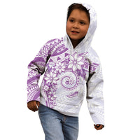 Polynesian Pattern With Plumeria Flowers Kid Hoodie Purple LT05 - Polynesian Pride