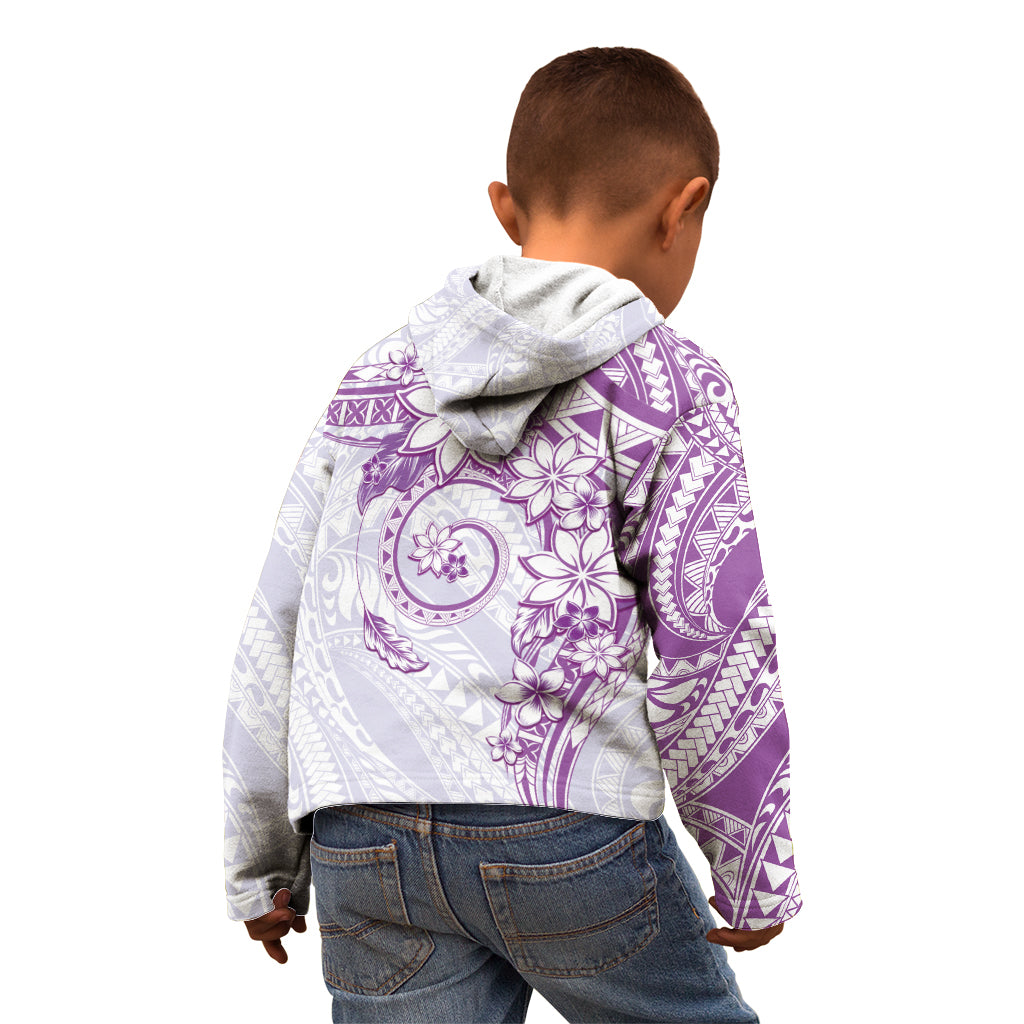 Polynesian Pattern With Plumeria Flowers Kid Hoodie Purple LT05 - Polynesian Pride