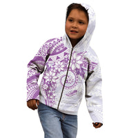 Polynesian Pattern With Plumeria Flowers Kid Hoodie Purple LT05 - Polynesian Pride