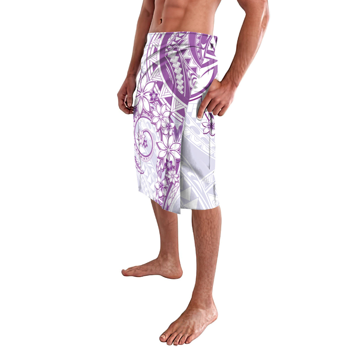 Polynesian Pattern With Plumeria Flowers Lavalava Purple LT05 - Polynesian Pride