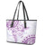 Polynesian Pattern With Plumeria Flowers Leather Tote Bag Purple