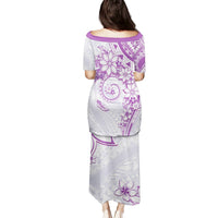 Polynesian Pattern With Plumeria Flowers Puletasi Purple LT05 - Polynesian Pride