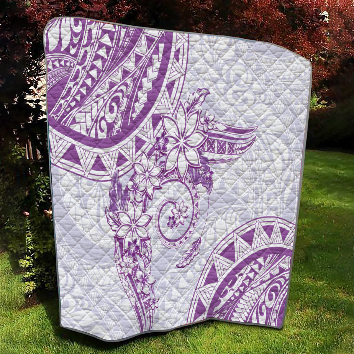 Polynesian Pattern With Plumeria Flowers Quilt Purple LT05 - Polynesian Pride