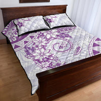 Polynesian Pattern With Plumeria Flowers Quilt Bed Set Purple LT05 - Polynesian Pride