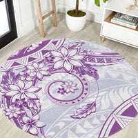 Polynesian Pattern With Plumeria Flowers Round Carpet Purple LT05 Purple - Polynesian Pride