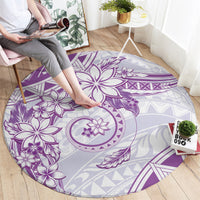 Polynesian Pattern With Plumeria Flowers Round Carpet Purple LT05 - Polynesian Pride