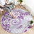 Polynesian Pattern With Plumeria Flowers Round Carpet Purple