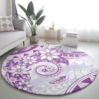 Polynesian Pattern With Plumeria Flowers Round Carpet Purple LT05 - Polynesian Pride