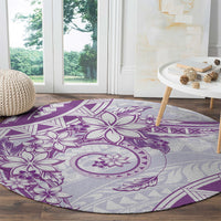 Polynesian Pattern With Plumeria Flowers Round Carpet Purple LT05 - Polynesian Pride