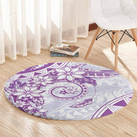 Polynesian Pattern With Plumeria Flowers Round Carpet Purple LT05 - Polynesian Pride