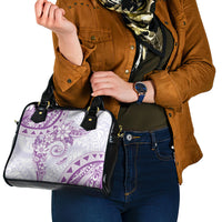 Polynesian Pattern With Plumeria Flowers Shoulder Handbag Purple LT05 - Polynesian Pride