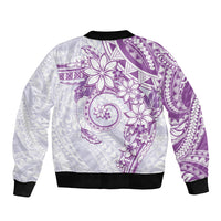 Polynesian Pattern With Plumeria Flowers Sleeve Zip Bomber Jacket Purple LT05 - Polynesian Pride