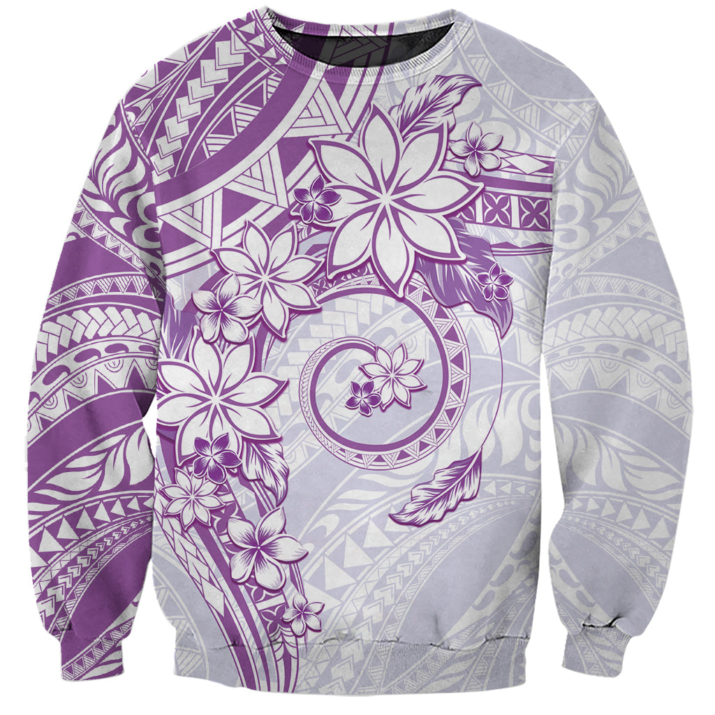 Polynesian Pattern With Plumeria Flowers Sweatshirt Purple LT05 Unisex Purple - Polynesian Pride
