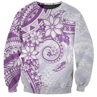 Polynesian Pattern With Plumeria Flowers Sweatshirt Purple LT05 Unisex Purple - Polynesian Pride