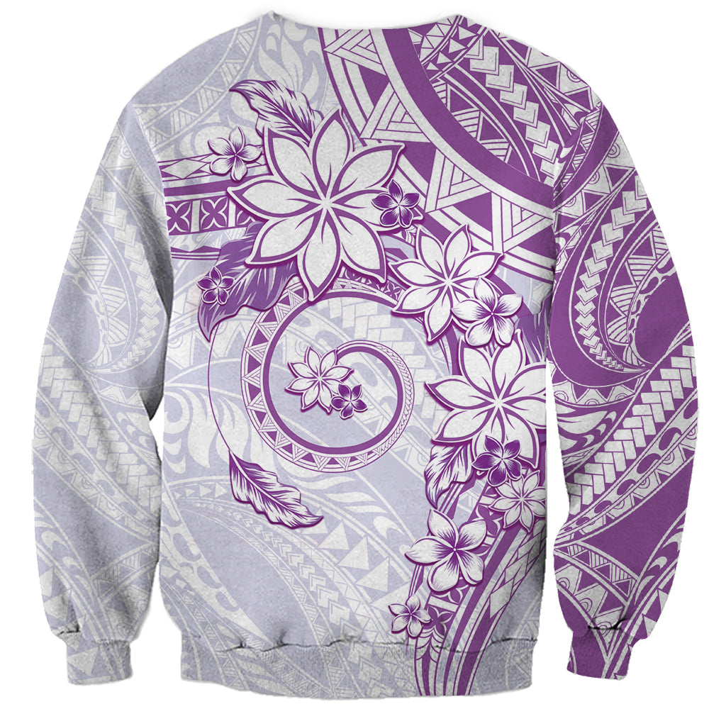 Polynesian Pattern With Plumeria Flowers Sweatshirt Purple LT05 - Polynesian Pride