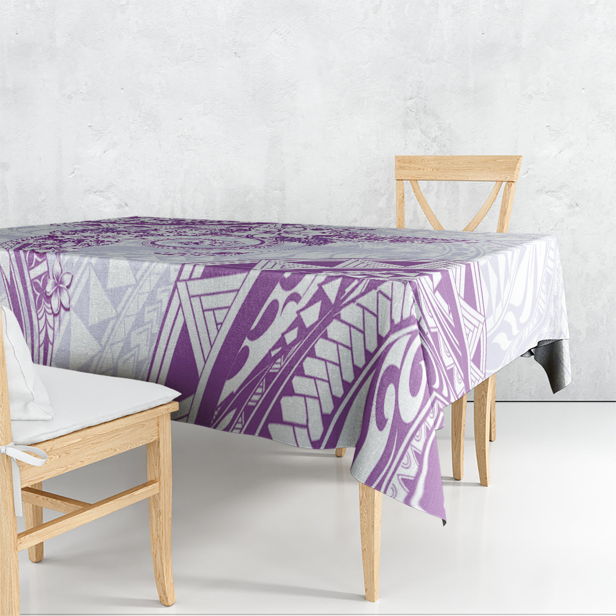 Polynesian Pattern With Plumeria Flowers Tablecloth Purple LT05 - Polynesian Pride