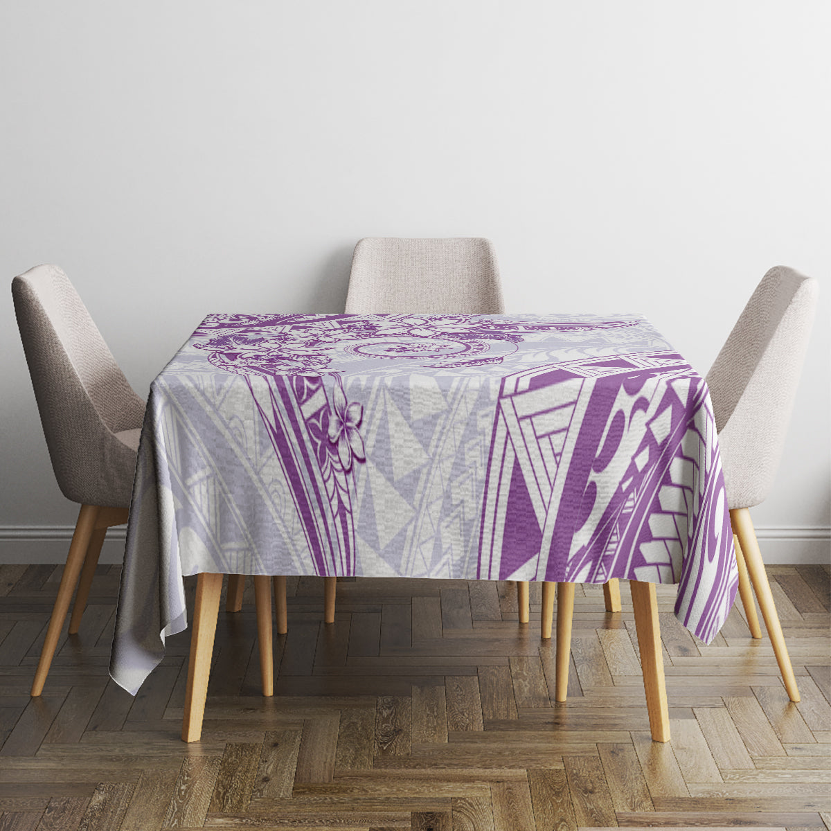 Polynesian Pattern With Plumeria Flowers Tablecloth Purple LT05 - Polynesian Pride