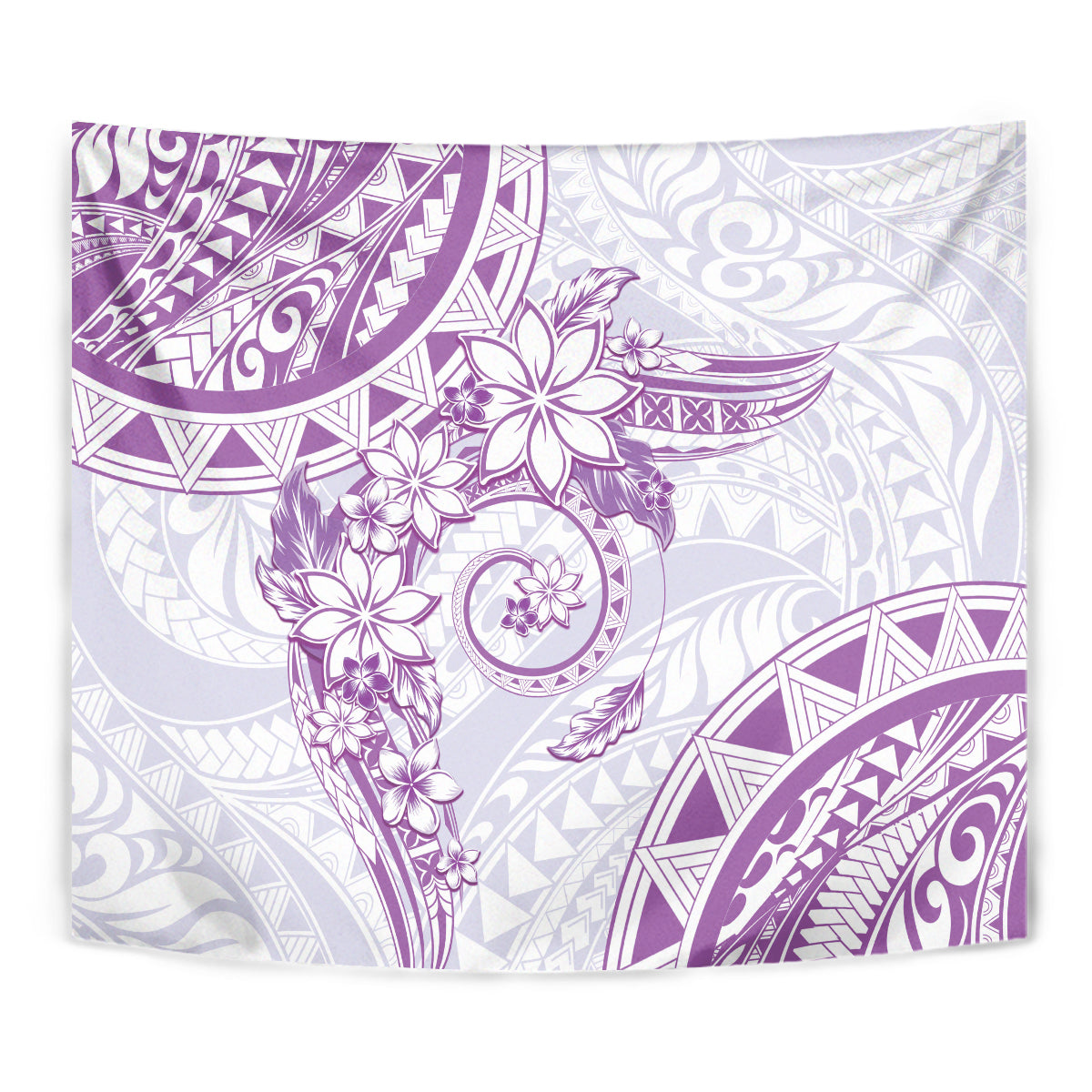 Polynesian Pattern With Plumeria Flowers Tapestry Purple LT05 - Polynesian Pride