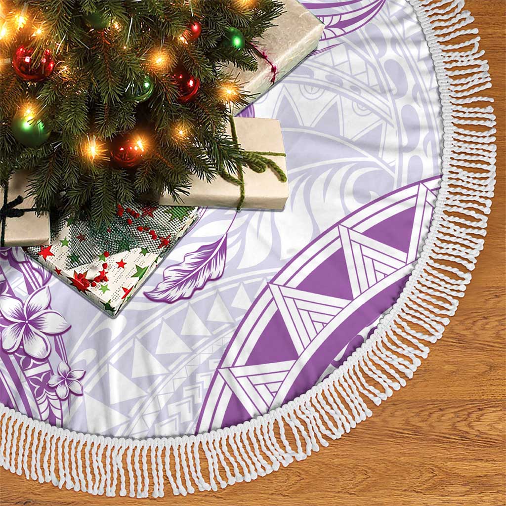 Polynesian Pattern With Plumeria Flowers Tree Skirt Purple LT05 - Polynesian Pride