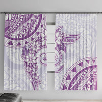 Polynesian Pattern With Plumeria Flowers Window Curtain Purple LT05 With Hooks Purple - Polynesian Pride