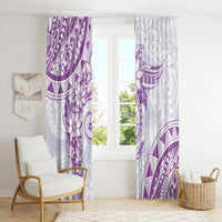 Polynesian Pattern With Plumeria Flowers Window Curtain Purple LT05 - Polynesian Pride