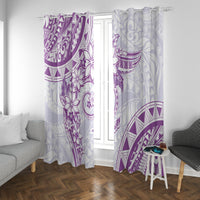 Polynesian Pattern With Plumeria Flowers Window Curtain Purple LT05 With Grommets Purple - Polynesian Pride