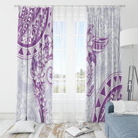 Polynesian Pattern With Plumeria Flowers Window Curtain Purple LT05 - Polynesian Pride