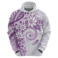 Polynesian Pattern With Plumeria Flowers Zip Hoodie Purple LT05 - Polynesian Pride