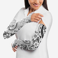 Polynesian Pattern With Plumeria Flowers Arm Sleeves White LT05 - Polynesian Pride